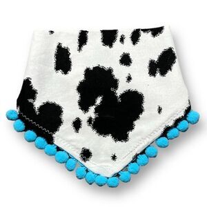 Louadore Feelin' MOO-dy Cow Print Pom Pom Dog Bandana Black & White
